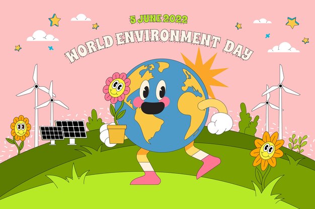 World environment day hand drawn flat background