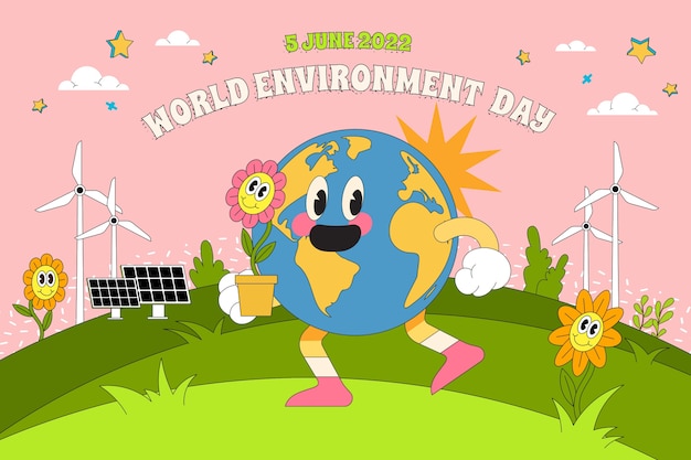 World environment day hand drawn flat background