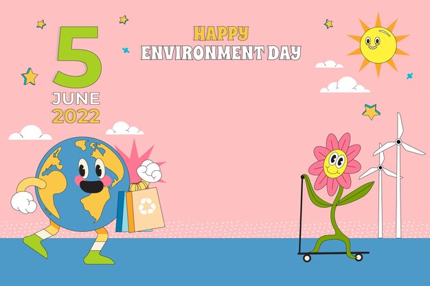 World environment day hand drawn flat background