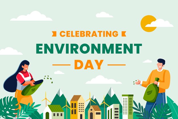 World environment day hand drawn flat background