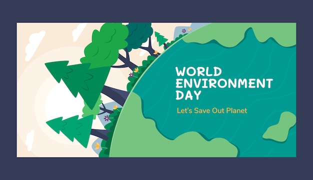 World environment day hand drawn flat banner