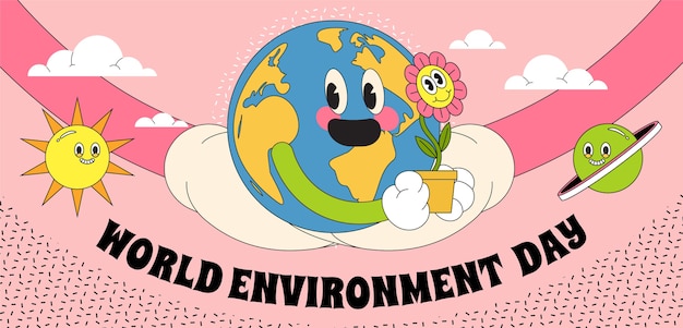 World environment day hand drawn flat banner