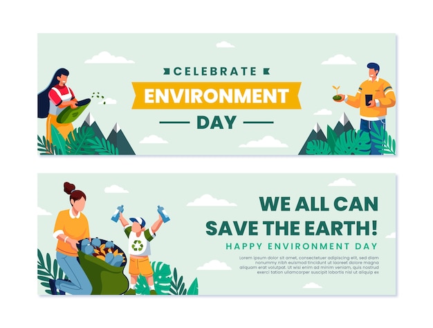 World environment day hand drawn flat banner