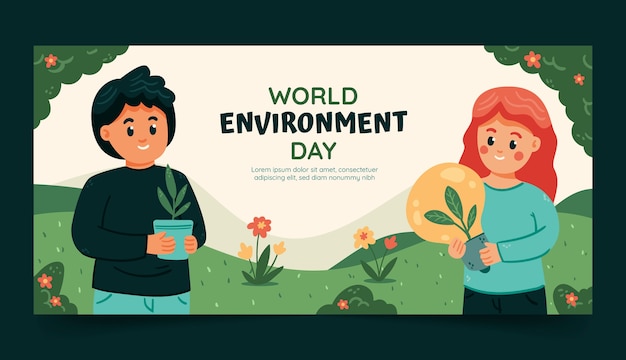 World environment day hand drawn flat banner