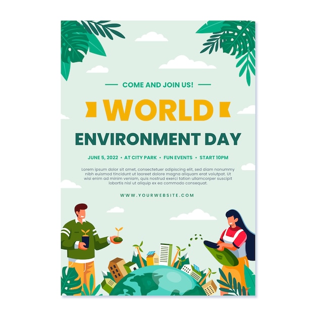 World environment day hand drawn flat poster or flyer