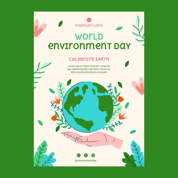 World environment day hand drawn flat poster