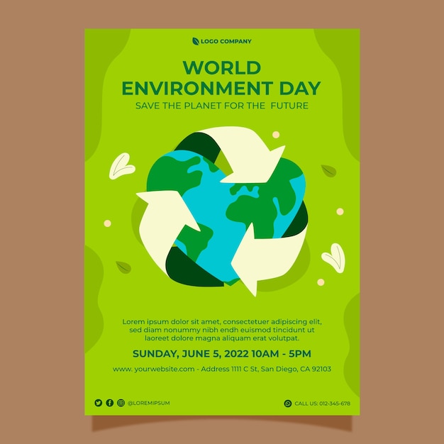 World environment day hand drawn flat poster