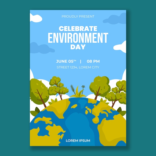 World environment day hand drawn poster or flyer