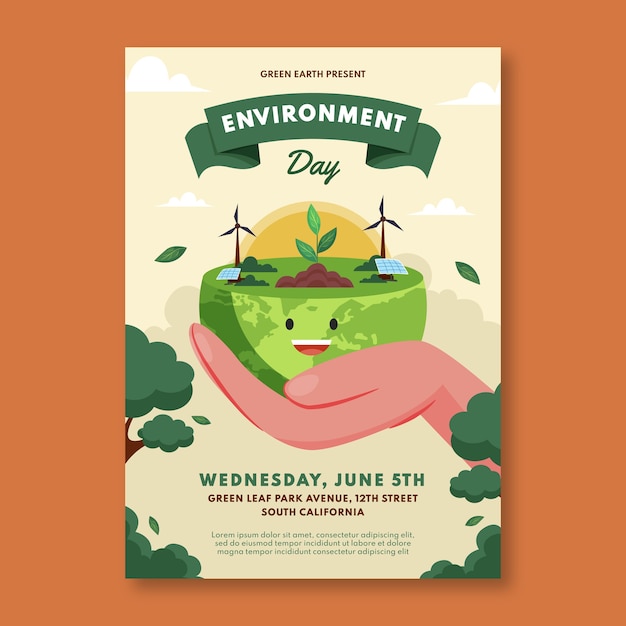 Free Vector world environment day hand drawn poster or flyer