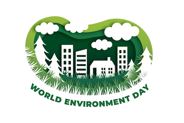 Free vector world environment day illustration in paper style