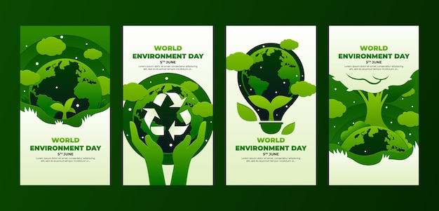 World environment day paper style ig stories collection