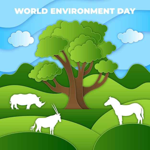 World environment day in paper style