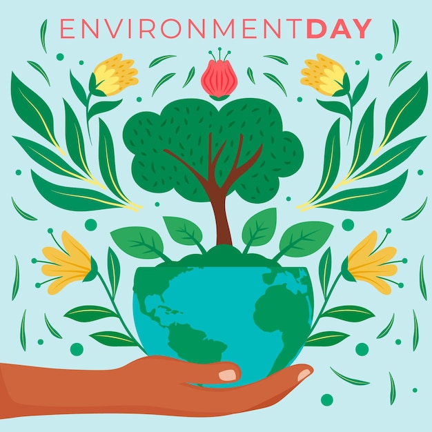 World environment day with hand holding planet