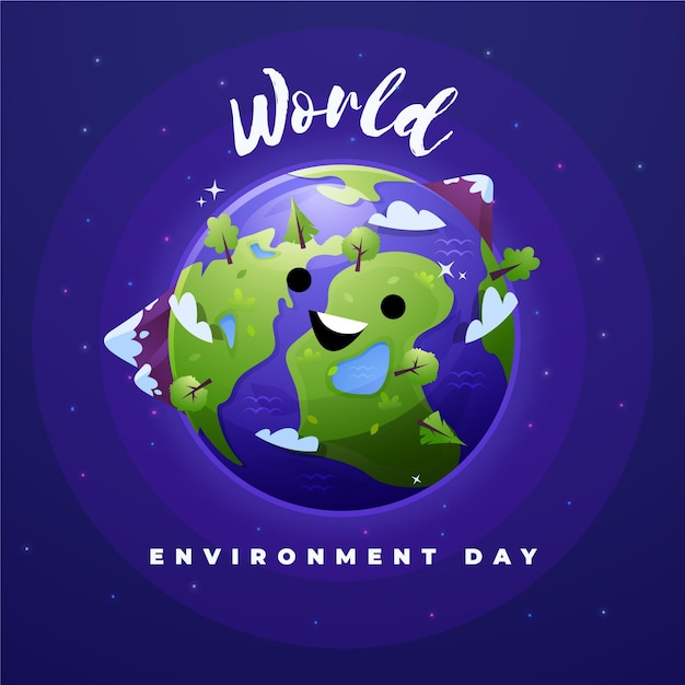 Free Vector world environment day with planet and mountains