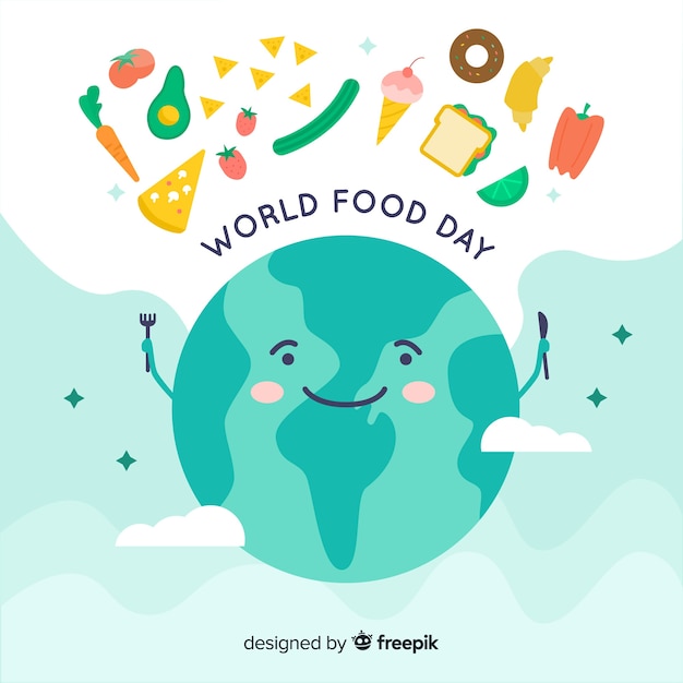 Free Vector world food day concept with the earth