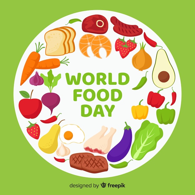 World food day concept with flat design background