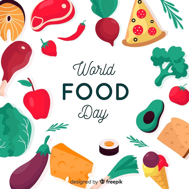 World food day concept with flat design background