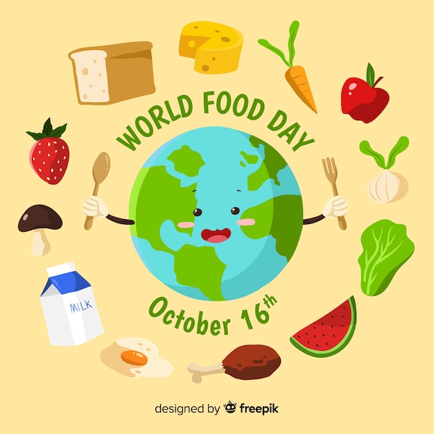 World food day concept with hand drawn background