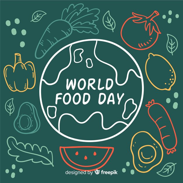 World food day concept with hand drawn background