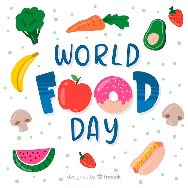 Free Vector world food day concept with hand drawn background