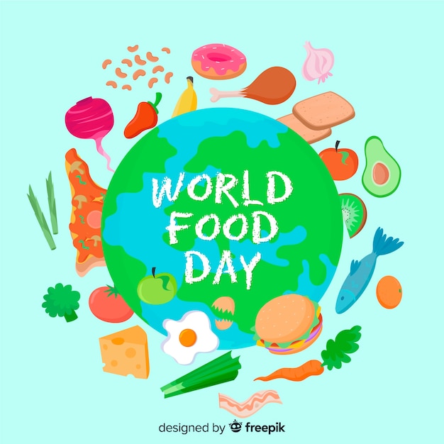 World food day concept with hand drawn background