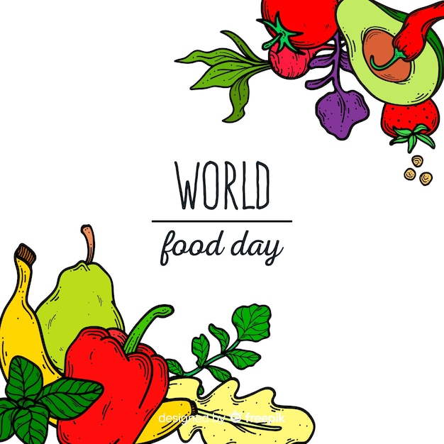 World food day concept with hand drawn background