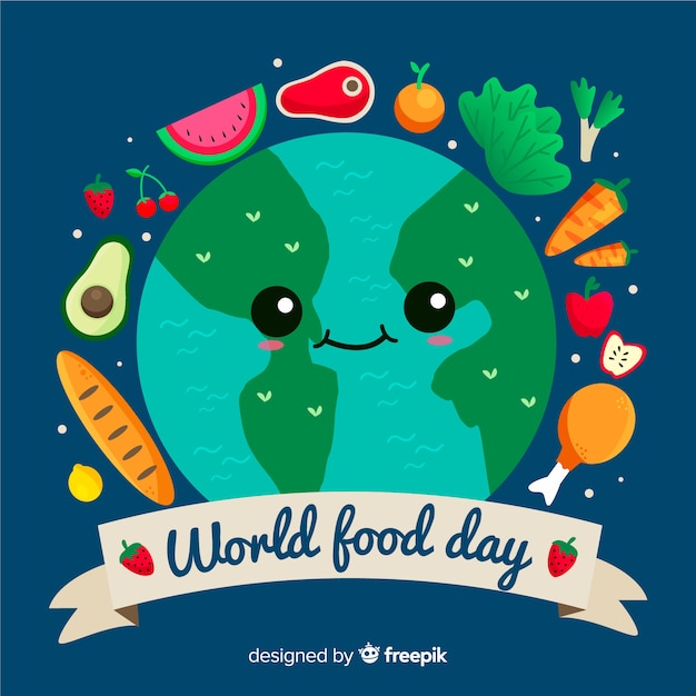 World food day concept with hand drawn background