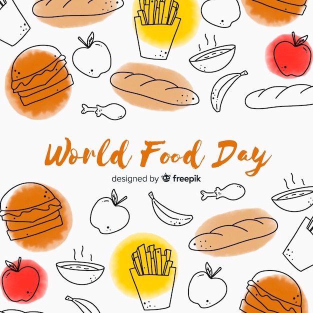 World food day concept with hand drawn background