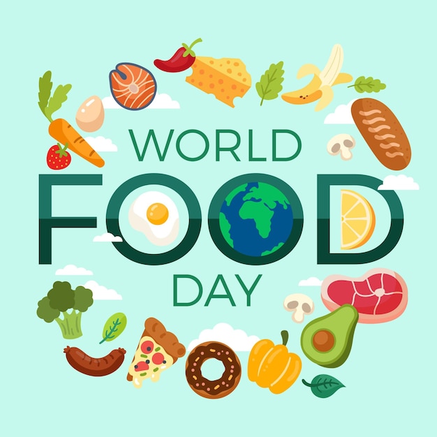 Free vector world food day flat design background with globe