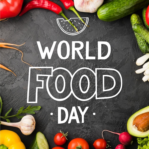 Free vector world food day lettering style