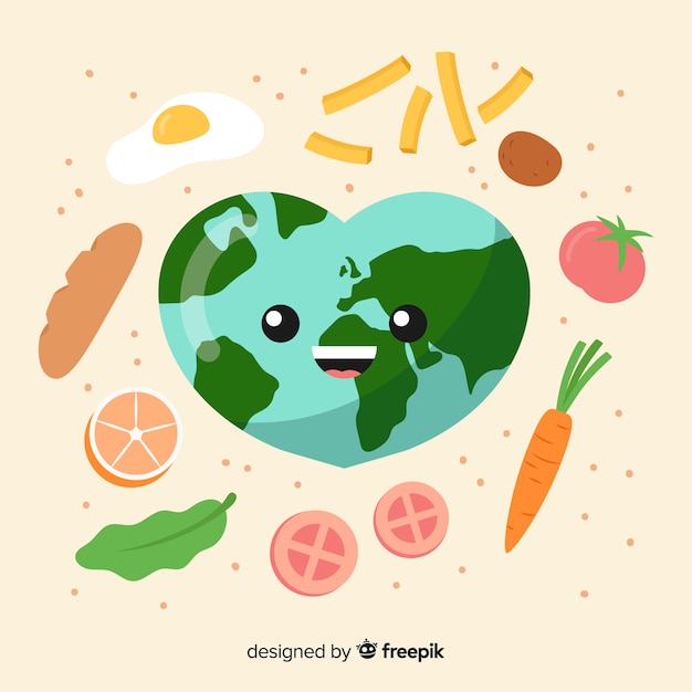 World food day with earth in flat design