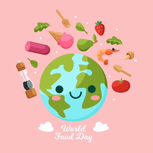 World food day with smiley earth