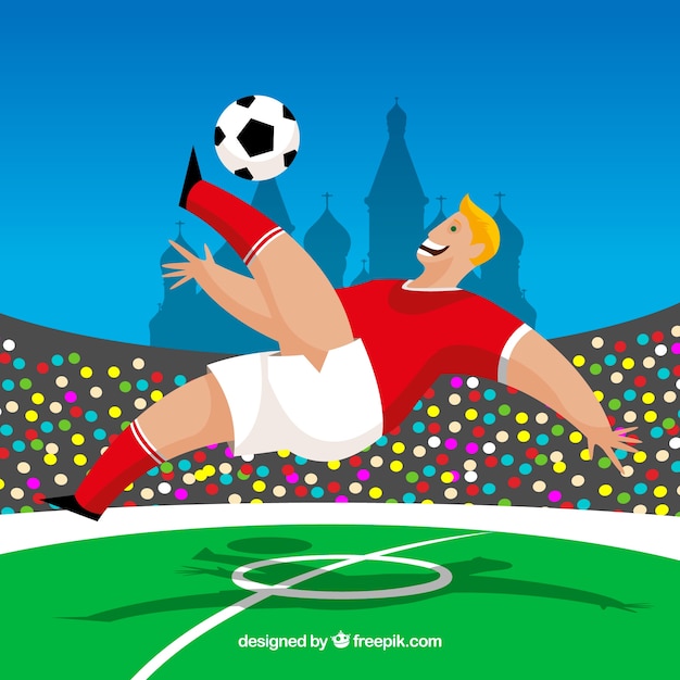 Free vector world football cup background with player