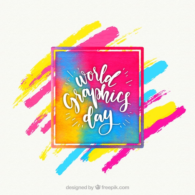 Free Vector world graphics day background with stripes in watercolor style