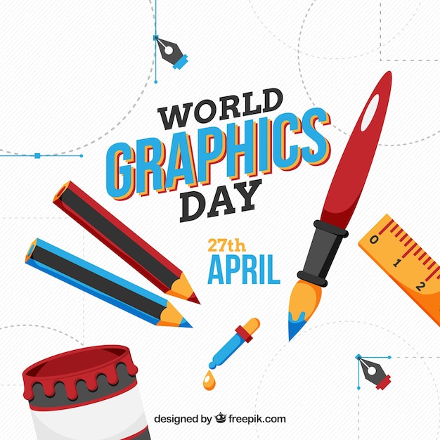 World graphics day background with work tools 