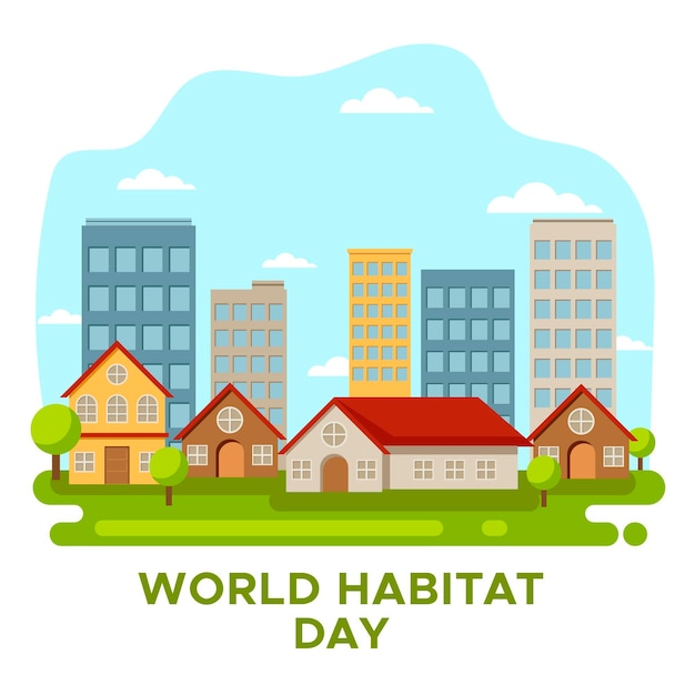 Free vector world habitat day celebration