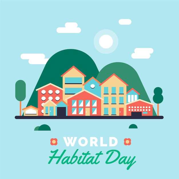 Free Vector world habitat day in flat design