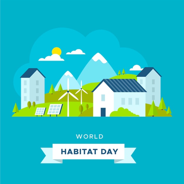 Free Vector world habitat day in flat design