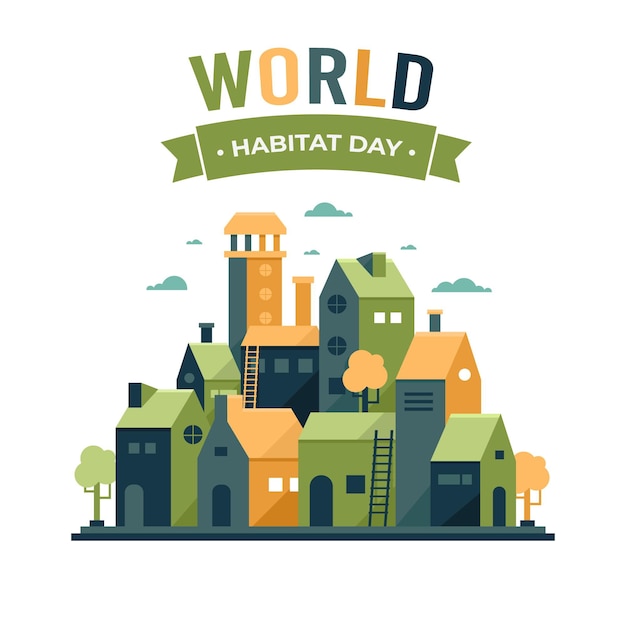 Free Vector world habitat day in flat design