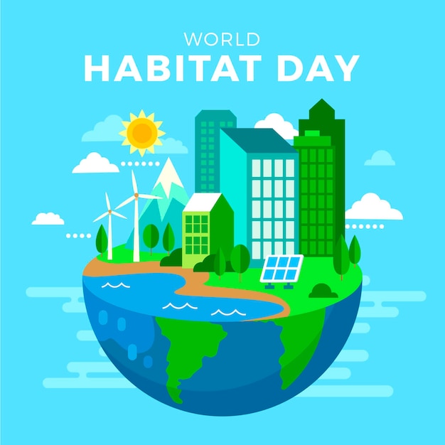 World habitat day in flat design