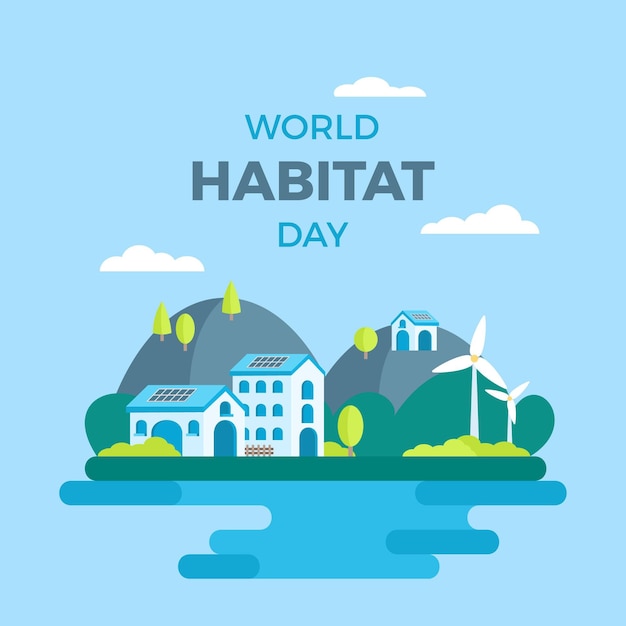 World habitat day in flat design