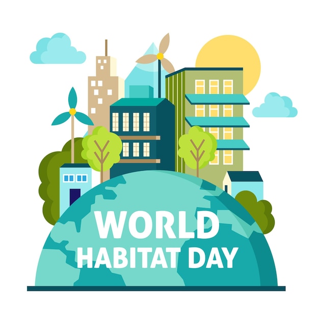 World habitat day in flat design