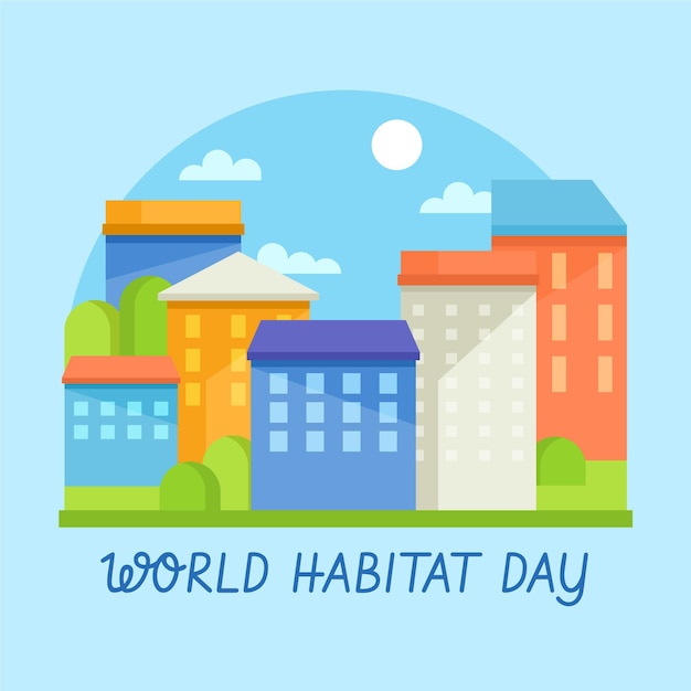 World habitat day in flat design