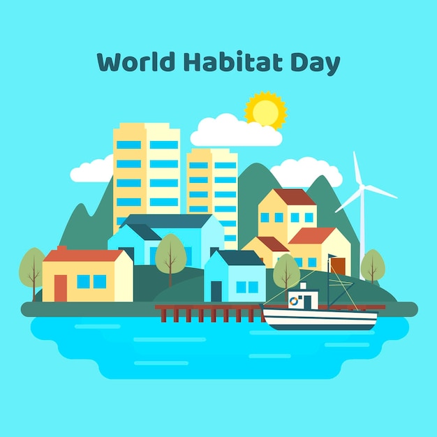 World habitat day in flat design