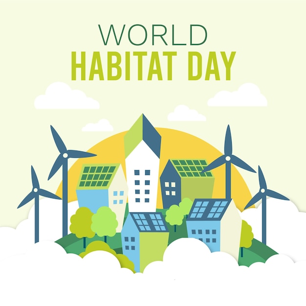 World habitat day in flat design