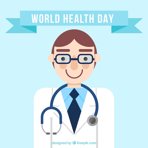 World health day background with smiling doctor