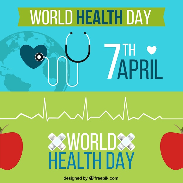 World health day banners in flat design