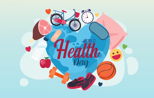 Free Vector world health day concept healthcare health protection on global international event in april flat vector illustration design