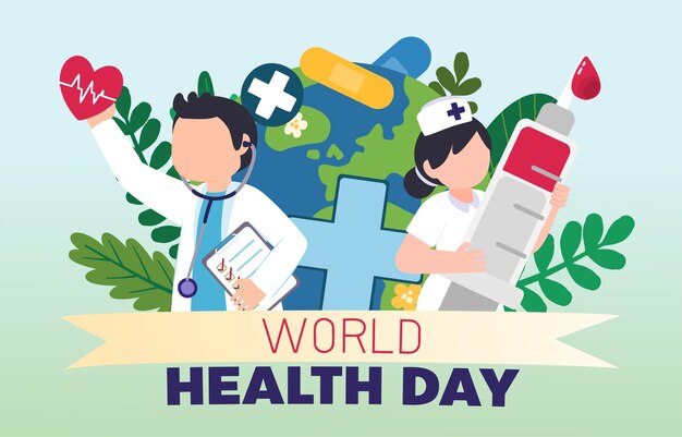 World Health day concept Healthcare health protection on global international event in april Flat vector illustration design