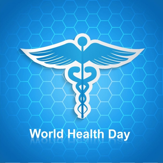 World health day hexagonal background with caduceus symbol